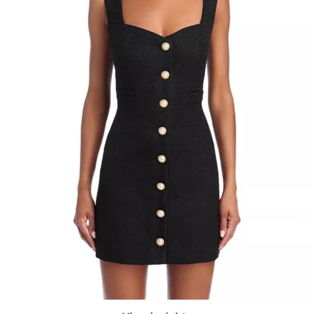 French Connection Black Mini Dress with Gold Buttons